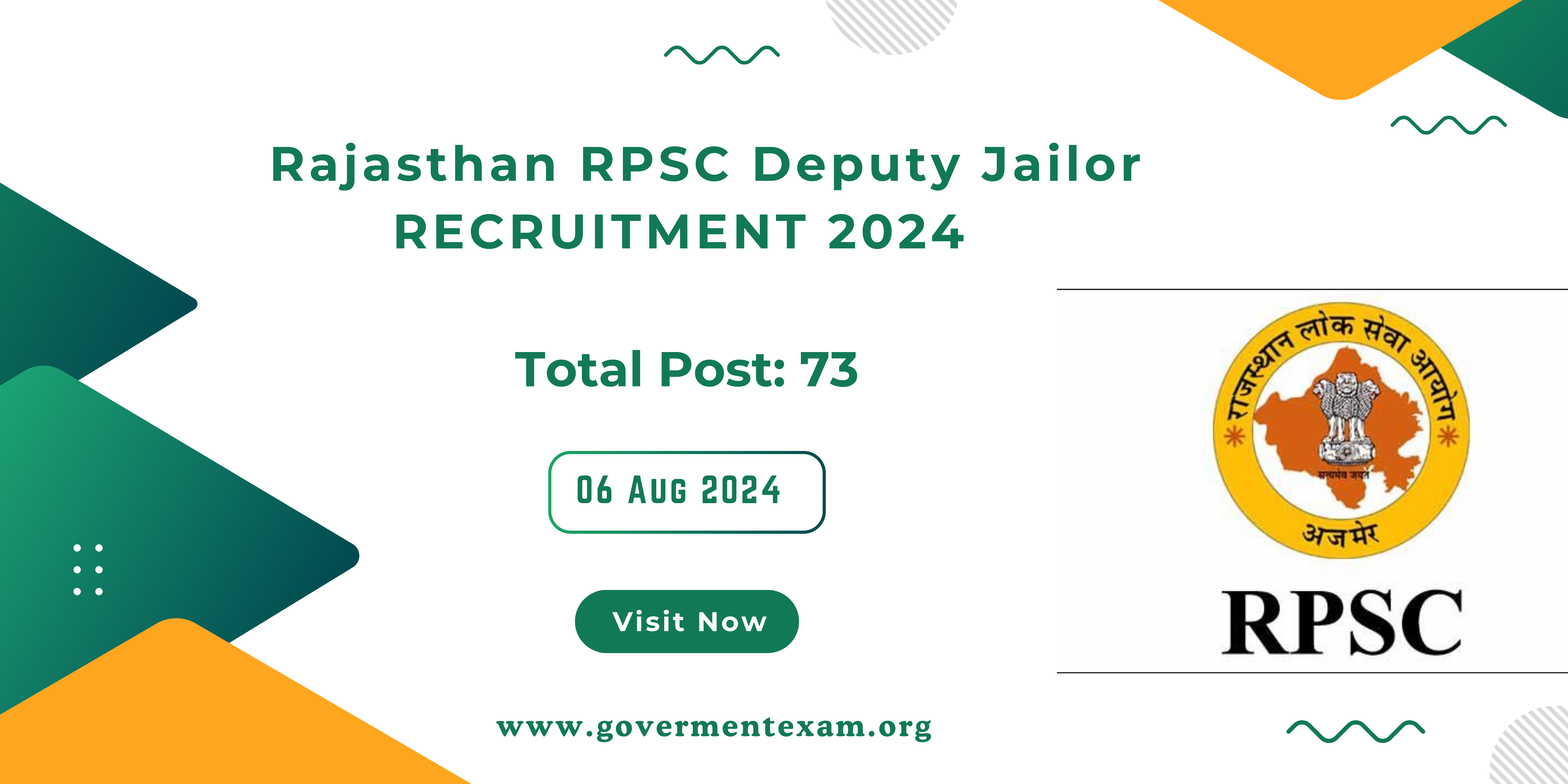 Rajasthan RPSC Deputy Jailor Recruitment 2024: Apply Online for 73 Posts